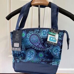 Fit + Fresh Blue Paisley Insulated Lunch Tote Bag, NWT